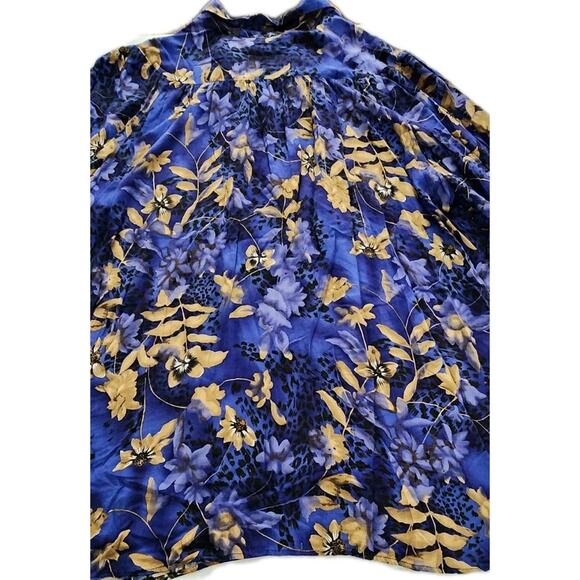 Roamans Vintage Women Plus 4X Floral Purple Gold 90s 3 Button Down Grandmacore - Picture 7 of 9